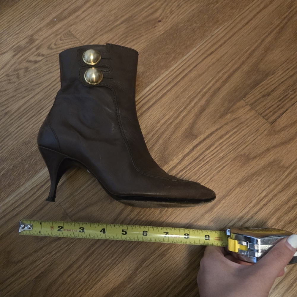 Celine Brown Ankle Boots with Button Detail size 37 Vintage Worn - Picture 8 of 8